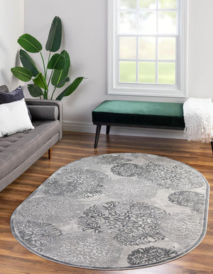 Gray 4' x 6' Aberdeen Oval Area Rug 60% Polypropylene & 40% Polyester Living Dining Office Room Carpet for Sale at Rug Engine