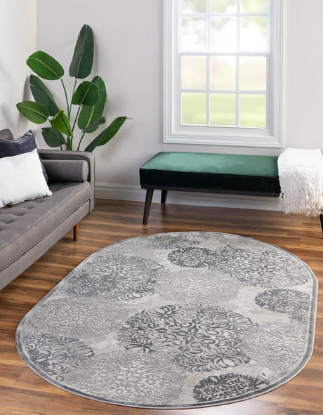 Gray 5' 3 x 8' Aberdeen Oval Area Rug 60% Polypropylene & 40% Polyester Living Dining Office Room Carpet for Sale at Rug Engine
