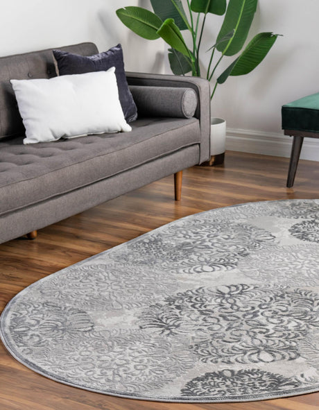 Gray 4' x 6' Aberdeen Oval Area Rug 60% Polypropylene & 40% Polyester Living Dining Office Room Carpet for Sale at Rug Engine