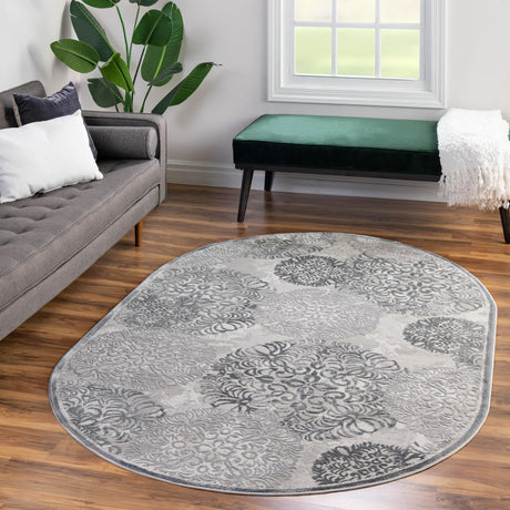 Gray 5' 3 x 8' Aberdeen Oval Area Rug 60% Polypropylene & 40% Polyester Living Dining Office Room Carpet for Sale at Rug Engine