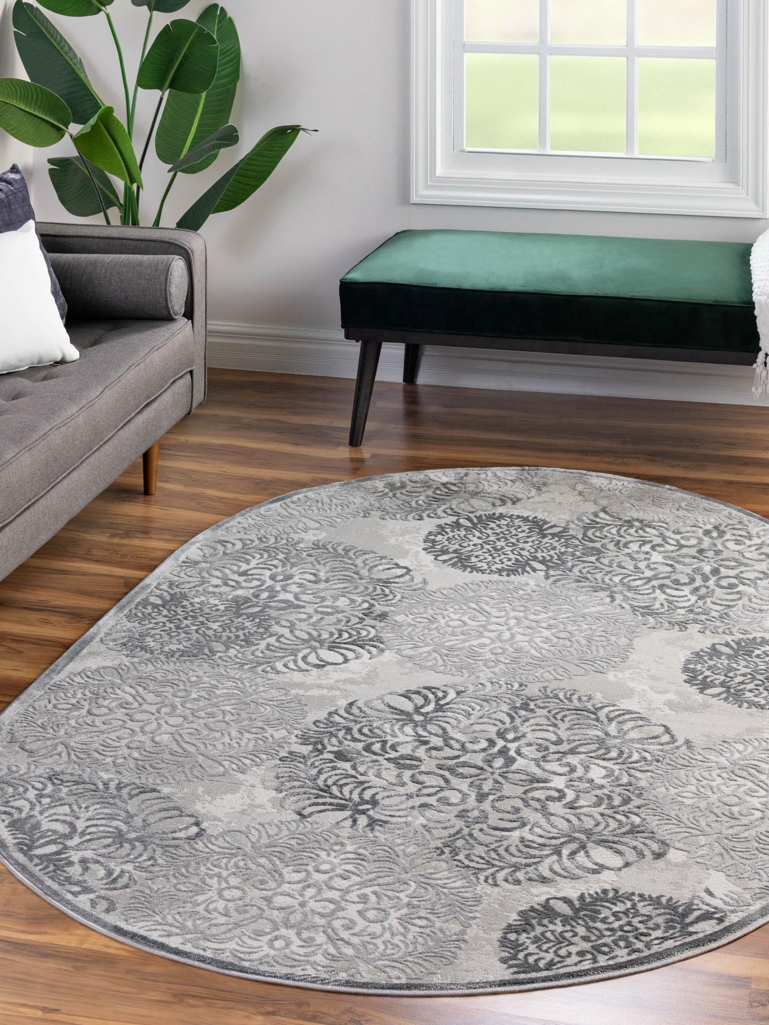 Gray 4' x 6' Aberdeen Oval Area Rug 60% Polypropylene & 40% Polyester Living Dining Office Room Carpet for Sale at Rug Engine