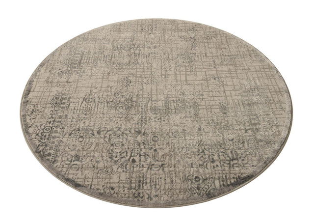 Gray 5' 3 x 5' 3 Aberdeen Round Area Rug 60% Polypropylene & 40% Polyester Living Dining Office Room Carpet for Sale at Rug Engine