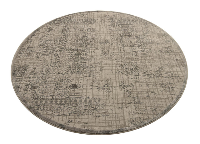 Gray 5' 3 x 5' 3 Aberdeen Round Area Rug 60% Polypropylene & 40% Polyester Living Dining Office Room Carpet for Sale at Rug Engine