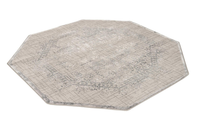 Gray 5' 3 x 5' 3 Aberdeen Octagon Area Rug 60% Polypropylene & 40% Polyester Living Dining Office Room Carpet for Sale at Rug Engine