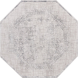 Gray 5' 3 x 5' 3 Aberdeen Octagon Area Rug 60% Polypropylene & 40% Polyester Living Dining Office Room Carpet for Sale at Rug Engine