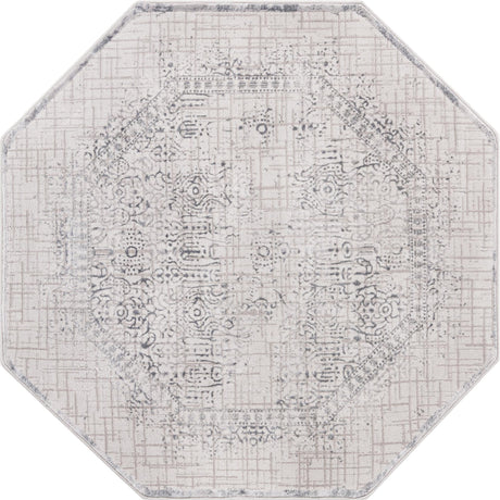 Gray 5' 3 x 5' 3 Aberdeen Octagon Area Rug 60% Polypropylene & 40% Polyester Living Dining Office Room Carpet for Sale at Rug Engine