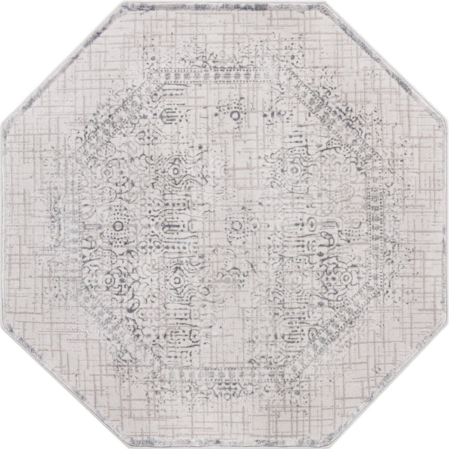 Gray 5' 3 x 5' 3 Aberdeen Octagon Area Rug 60% Polypropylene & 40% Polyester Living Dining Office Room Carpet for Sale at Rug Engine