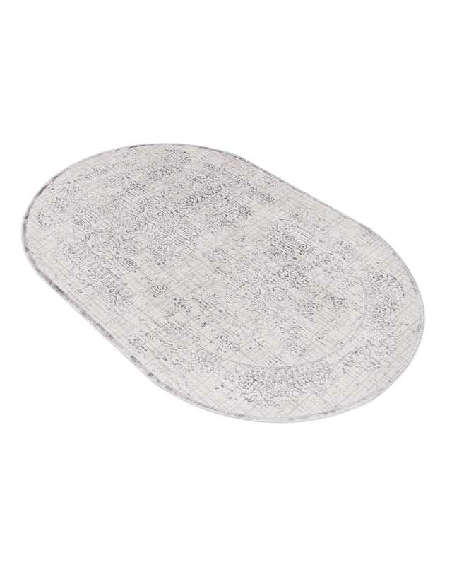 Gray 5' 3 x 8' Aberdeen Oval Area Rug 60% Polypropylene & 40% Polyester Living Dining Office Room Carpet for Sale at Rug Engine