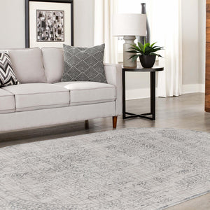 Gray 5' 3 x 8' Aberdeen Oval Area Rug 60% Polypropylene & 40% Polyester Living Dining Office Room Carpet for Sale at Rug Engine