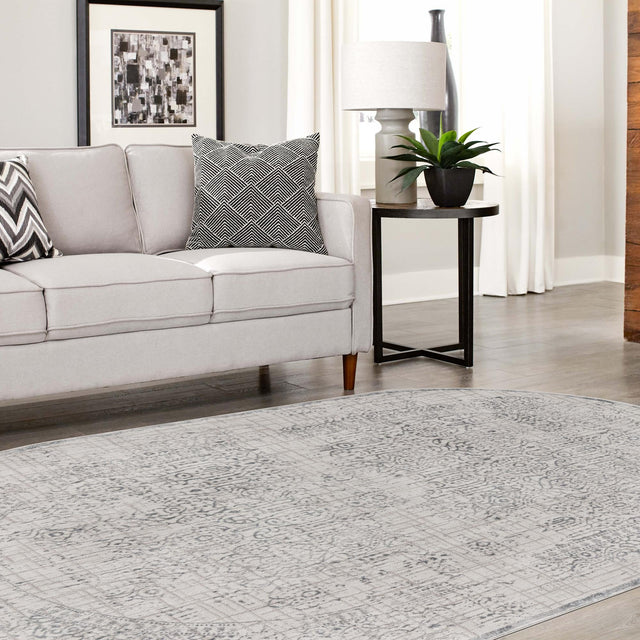 Gray 5' 3 x 8' Aberdeen Oval Area Rug 60% Polypropylene & 40% Polyester Living Dining Office Room Carpet for Sale at Rug Engine