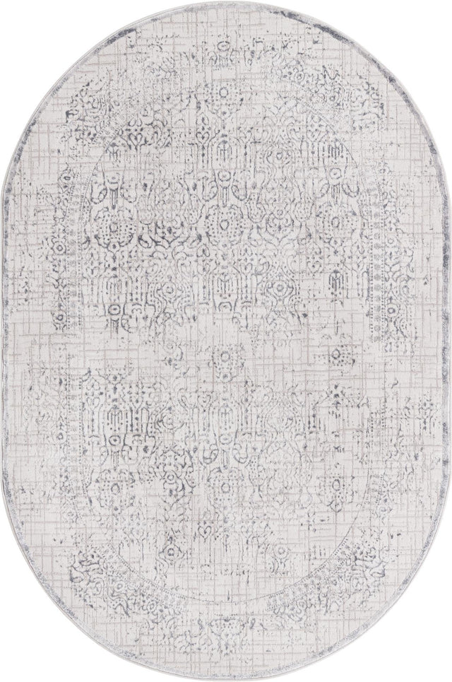 Gray 5' 3 x 8' Aberdeen Oval Area Rug 60% Polypropylene & 40% Polyester Living Dining Office Room Carpet for Sale at Rug Engine