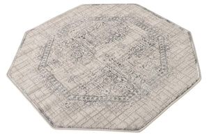 Gray 4' x 4' Aberdeen Octagon Area Rug 60% Polypropylene & 40% Polyester Living Dining Office Room Carpet for Sale at Rug Engine