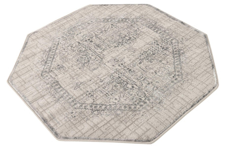 Gray 4' x 4' Aberdeen Octagon Area Rug 60% Polypropylene & 40% Polyester Living Dining Office Room Carpet for Sale at Rug Engine
