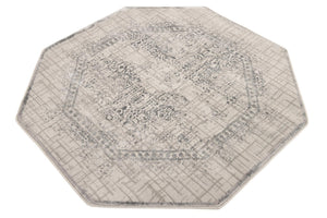 Gray 4' x 4' Aberdeen Octagon Area Rug 60% Polypropylene & 40% Polyester Living Dining Office Room Carpet for Sale at Rug Engine