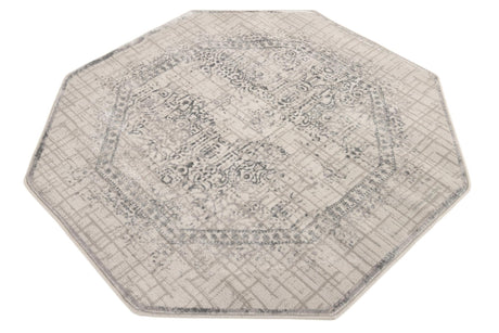Gray 4' x 4' Aberdeen Octagon Area Rug 60% Polypropylene & 40% Polyester Living Dining Office Room Carpet for Sale at Rug Engine