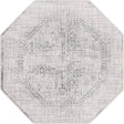 Gray 4' x 4' Aberdeen Octagon Area Rug 60% Polypropylene & 40% Polyester Living Dining Office Room Carpet for Sale at Rug Engine