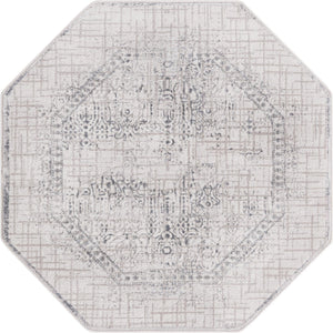 Gray 4' x 4' Aberdeen Octagon Area Rug 60% Polypropylene & 40% Polyester Living Dining Office Room Carpet for Sale at Rug Engine