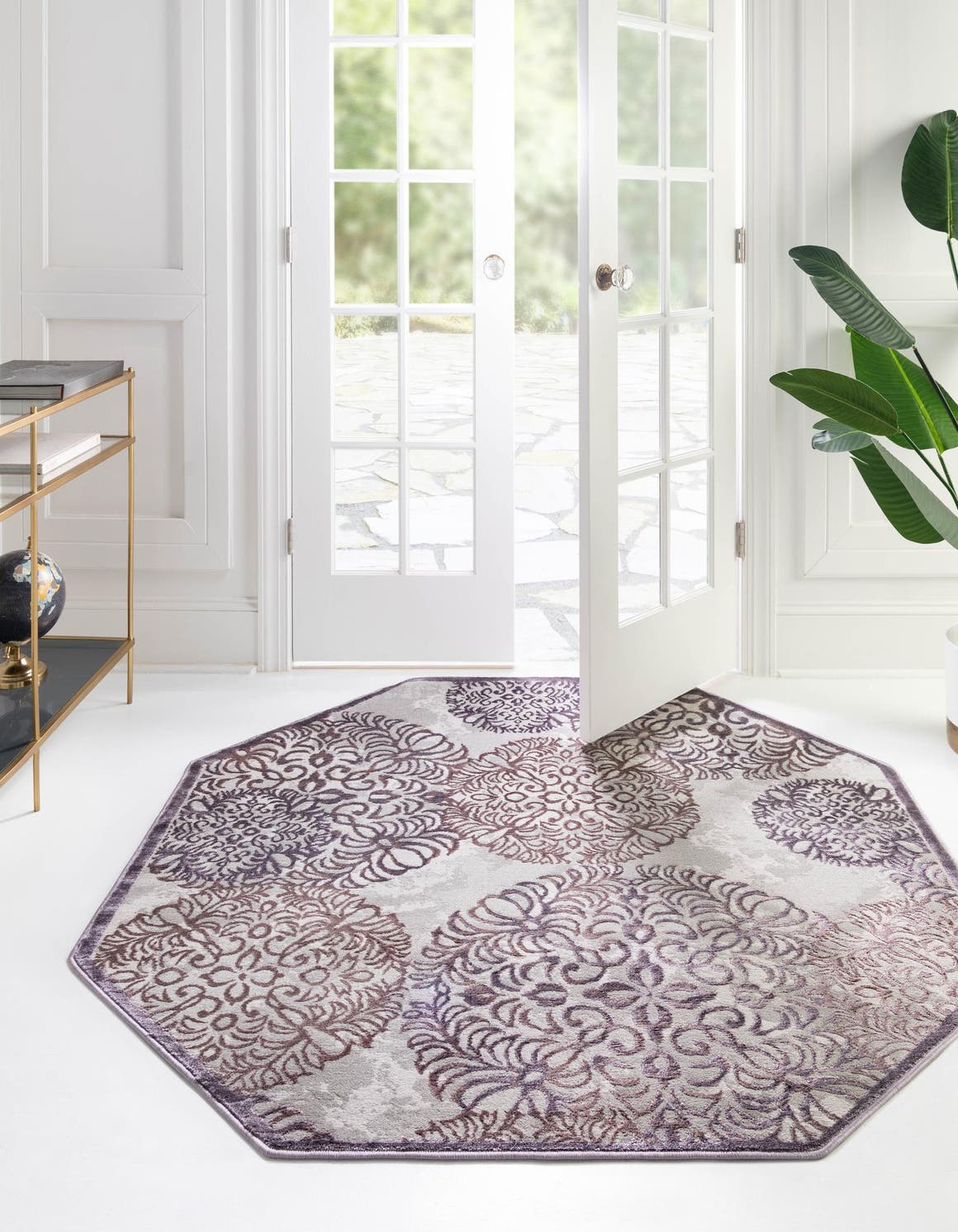 Violet 4' x 4' Aberdeen Octagon Area Rug 60% Polypropylene & 40% Polyester Living Dining Office Room Carpet for Sale at Rug Engine