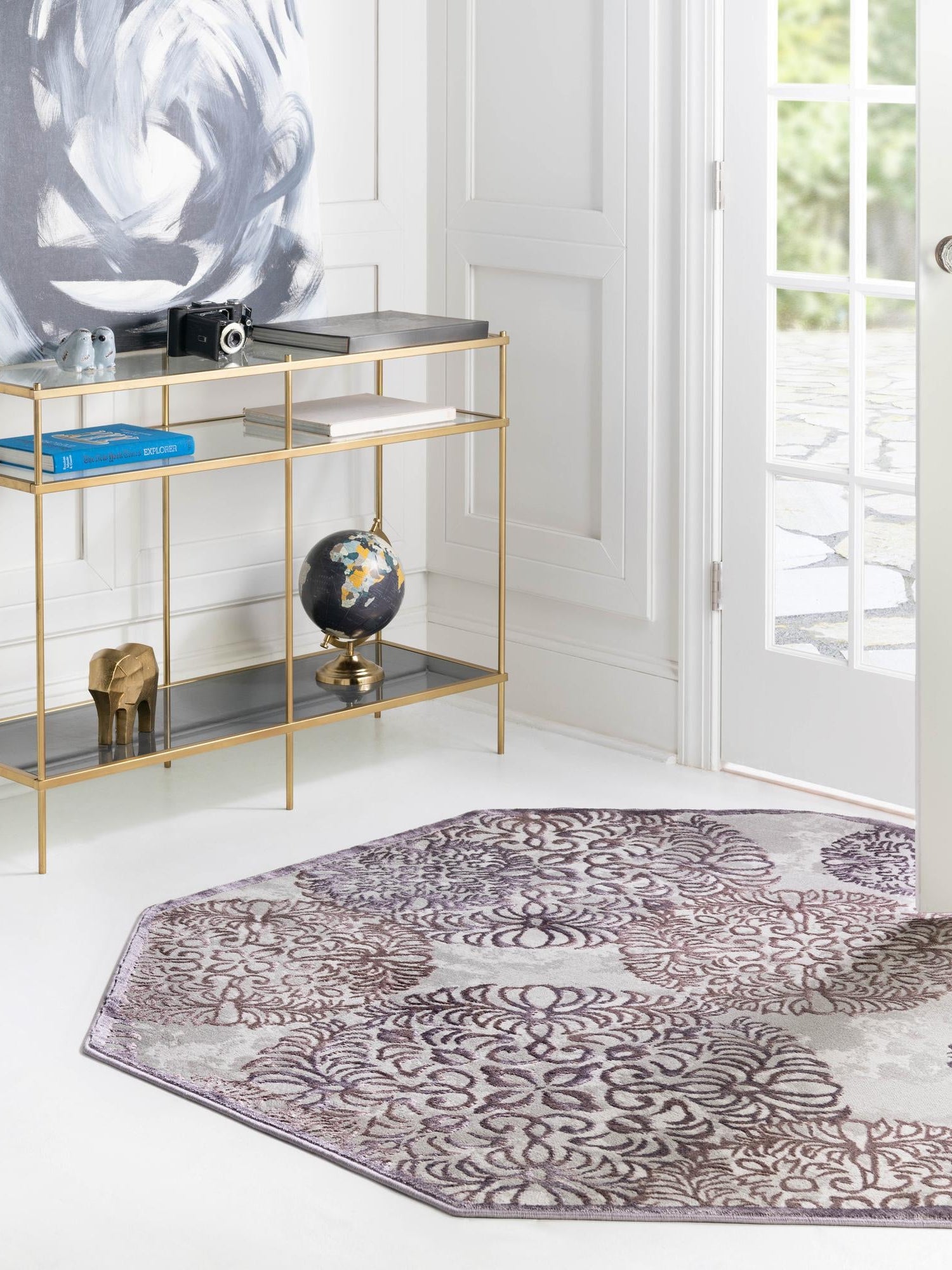 Violet 4' x 4' Aberdeen Octagon Area Rug 60% Polypropylene & 40% Polyester Living Dining Office Room Carpet for Sale at Rug Engine