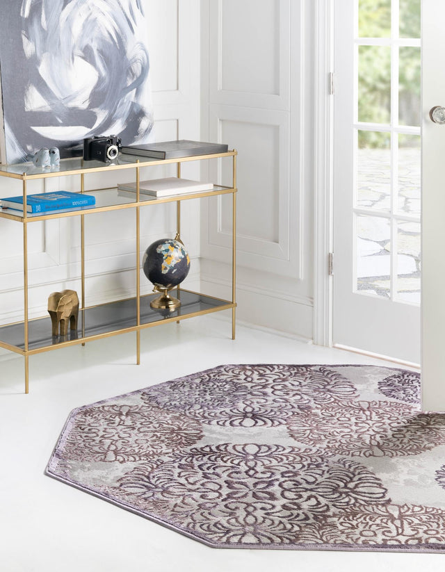 Violet 4' x 4' Aberdeen Octagon Area Rug 60% Polypropylene & 40% Polyester Living Dining Office Room Carpet for Sale at Rug Engine