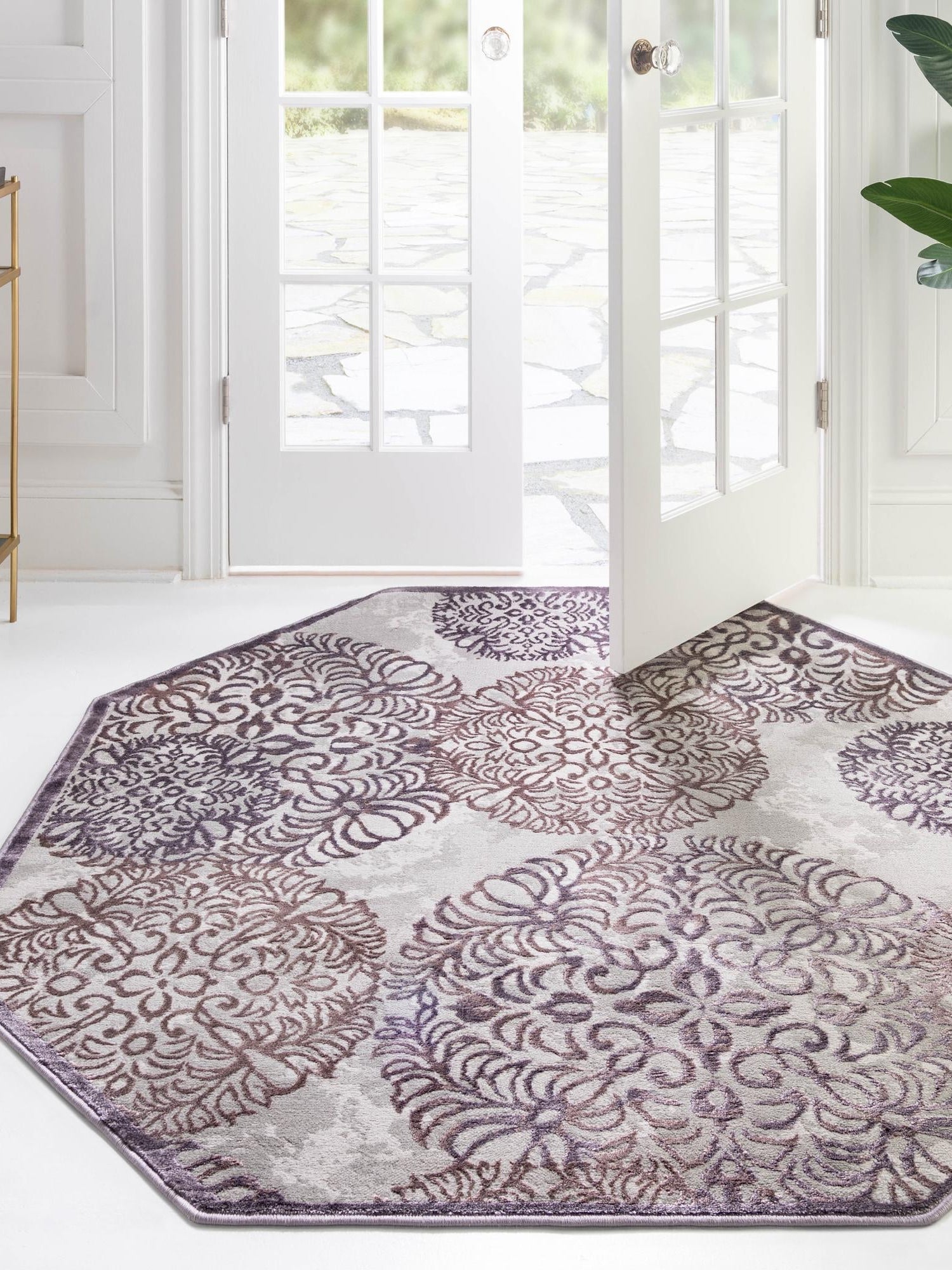 Violet 4' x 4' Aberdeen Octagon Area Rug 60% Polypropylene & 40% Polyester Living Dining Office Room Carpet for Sale at Rug Engine