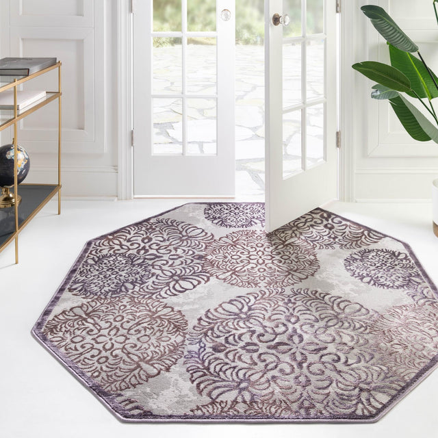 Violet 4' x 4' Aberdeen Octagon Area Rug 60% Polypropylene & 40% Polyester Living Dining Office Room Carpet for Sale at Rug Engine
