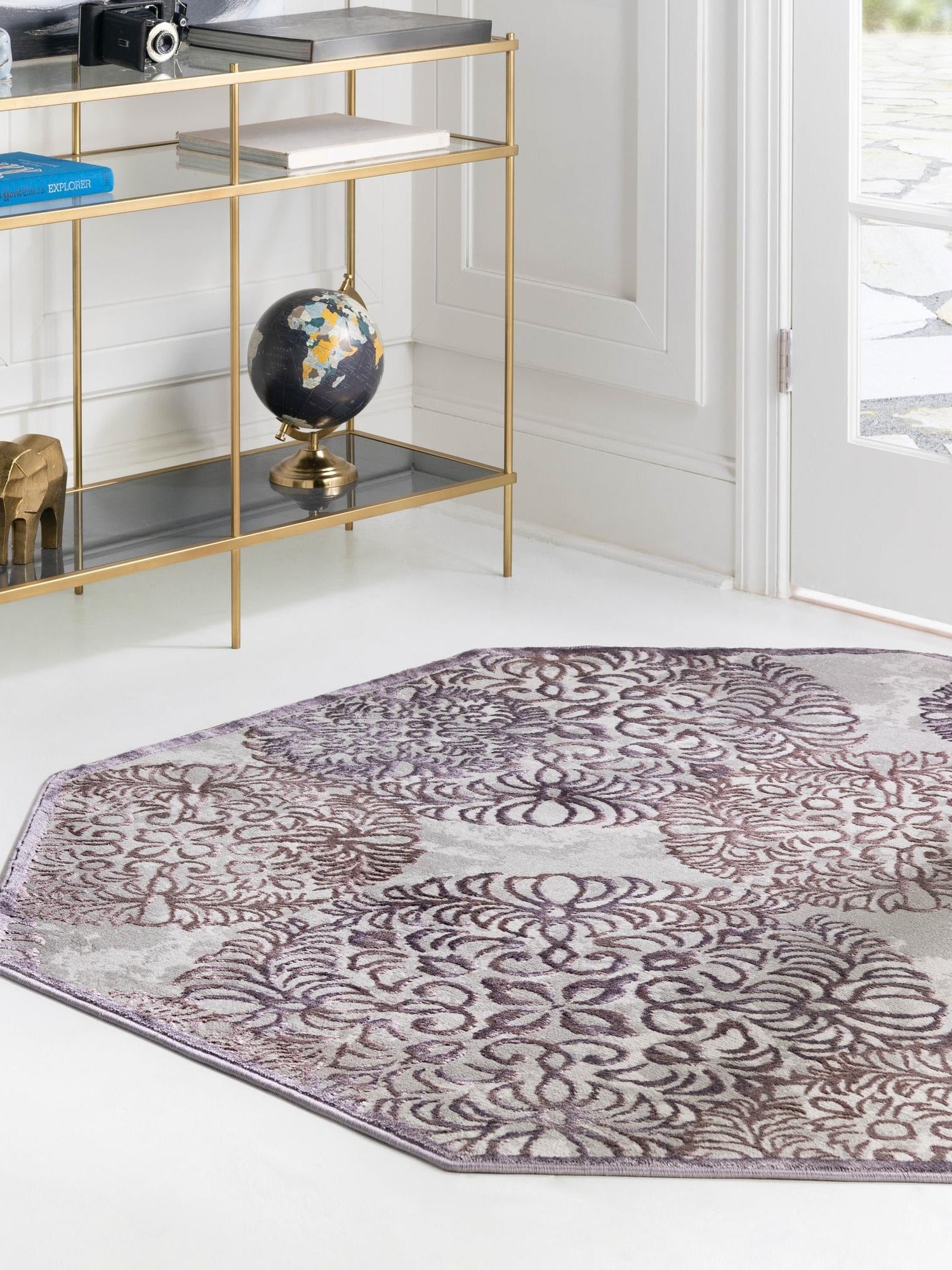 Violet 4' x 4' Aberdeen Octagon Area Rug 60% Polypropylene & 40% Polyester Living Dining Office Room Carpet for Sale at Rug Engine
