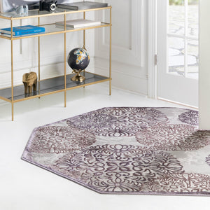 Violet 4' x 4' Aberdeen Octagon Area Rug 60% Polypropylene & 40% Polyester Living Dining Office Room Carpet for Sale at Rug Engine