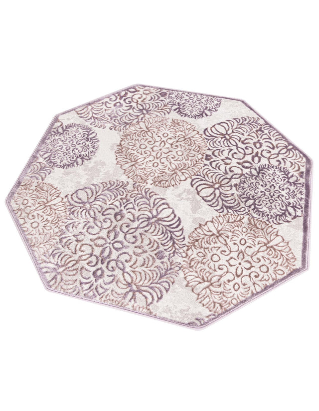 Violet 4' x 4' Aberdeen Octagon Area Rug 60% Polypropylene & 40% Polyester Living Dining Office Room Carpet for Sale at Rug Engine