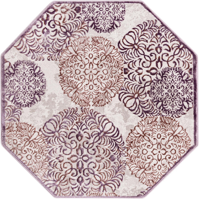 Violet 4' x 4' Aberdeen Octagon Area Rug 60% Polypropylene & 40% Polyester Living Dining Office Room Carpet for Sale at Rug Engine