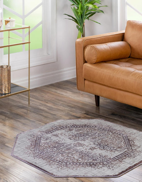 Violet 4' x 4' Aberdeen Octagon Area Rug 60% Polypropylene & 40% Polyester Living Dining Office Room Carpet for Sale at Rug Engine