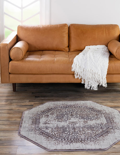 Violet 4' x 4' Aberdeen Octagon Area Rug 60% Polypropylene & 40% Polyester Living Dining Office Room Carpet for Sale at Rug Engine