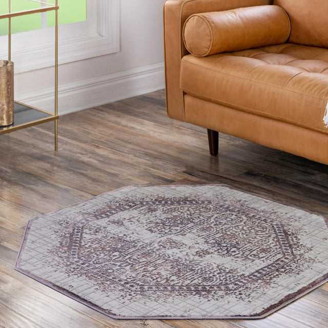 Violet 4' x 4' Aberdeen Octagon Area Rug 60% Polypropylene & 40% Polyester Living Dining Office Room Carpet for Sale at Rug Engine