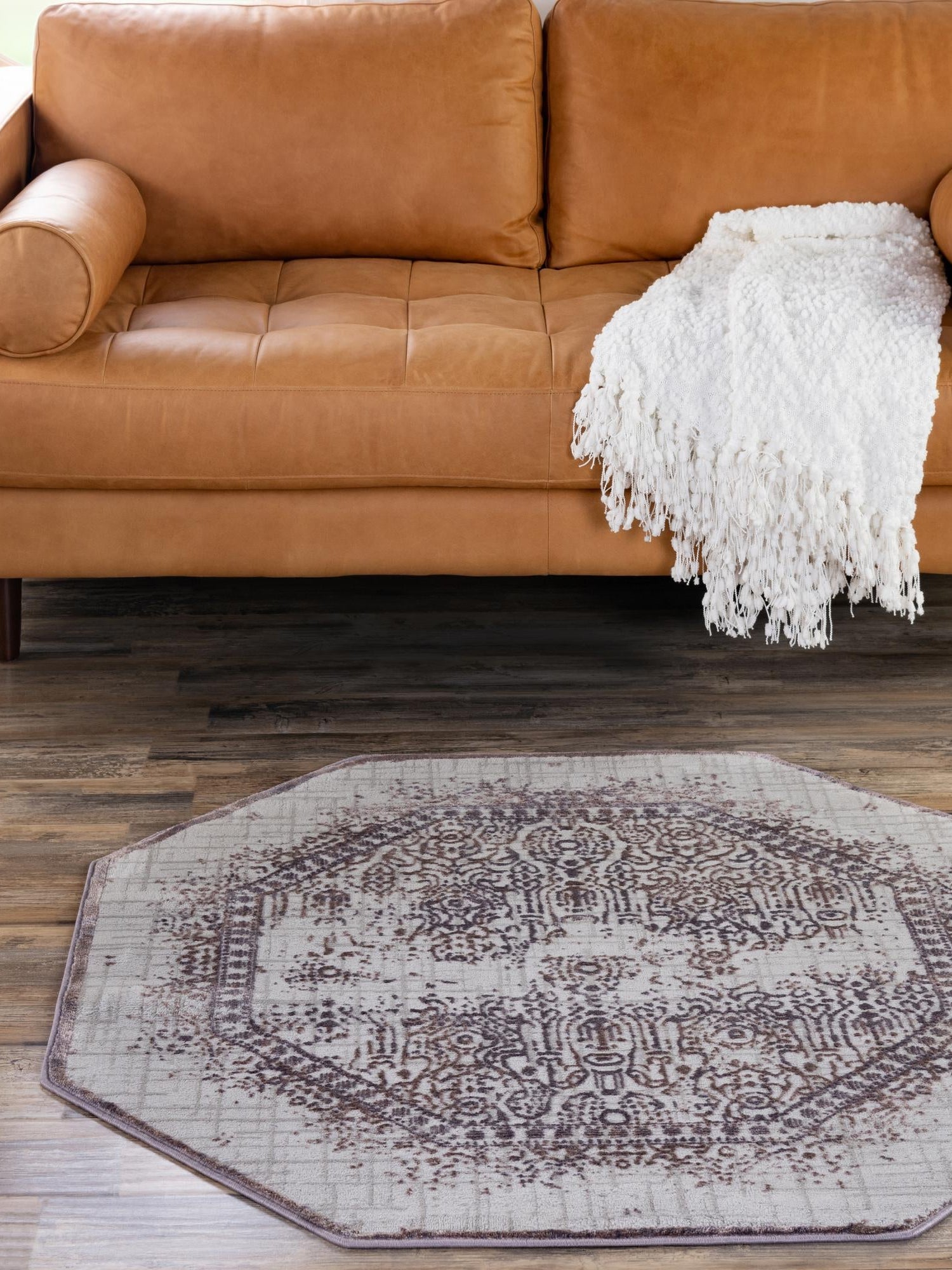 Violet 4' x 4' Aberdeen Octagon Area Rug 60% Polypropylene & 40% Polyester Living Dining Office Room Carpet for Sale at Rug Engine
