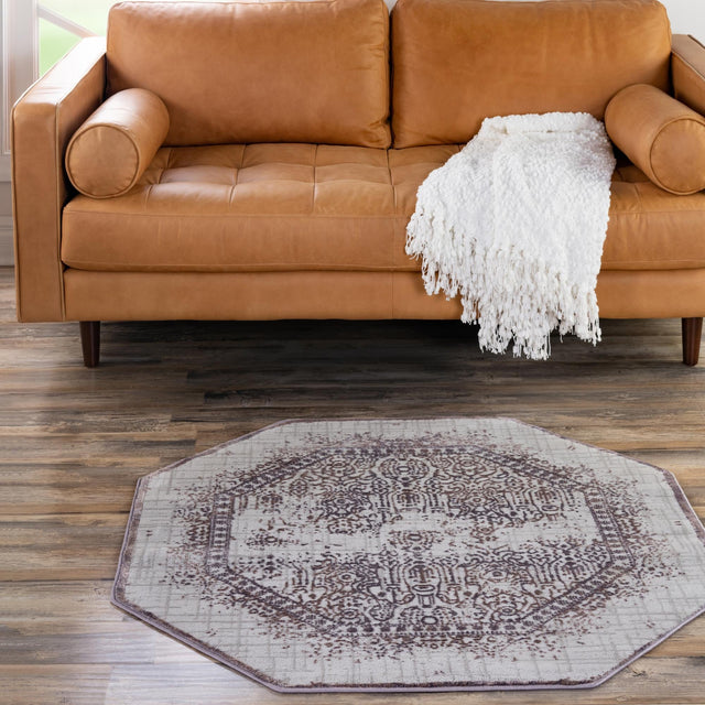Violet 4' x 4' Aberdeen Octagon Area Rug 60% Polypropylene & 40% Polyester Living Dining Office Room Carpet for Sale at Rug Engine