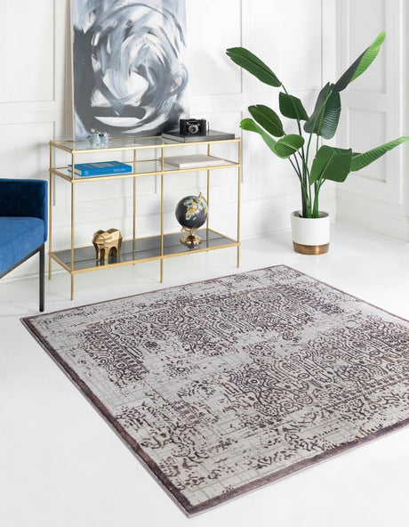Violet 5' 3 x 5' 3 Aberdeen Square Area Rug 60% Polypropylene & 40% Polyester Living Dining Office Room Carpet for Sale at Rug Engine