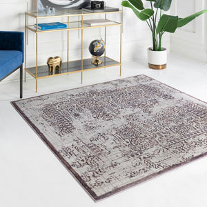 Violet 5' 3 x 5' 3 Aberdeen Square Area Rug 60% Polypropylene & 40% Polyester Living Dining Office Room Carpet for Sale at Rug Engine