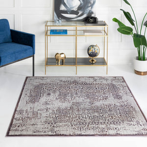 Violet 5' 3 x 5' 3 Aberdeen Square Area Rug 60% Polypropylene & 40% Polyester Living Dining Office Room Carpet for Sale at Rug Engine