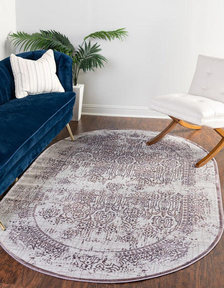 Violet 4' x 6' Aberdeen Oval Area Rug 60% Polypropylene & 40% Polyester Living Dining Office Room Carpet for Sale at Rug Engine