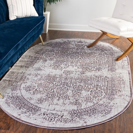 Violet 5' 3 x 8' Aberdeen Oval Area Rug 60% Polypropylene & 40% Polyester Living Dining Office Room Carpet for Sale at Rug Engine