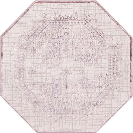 Violet 4' x 4' Aberdeen Octagon Area Rug 60% Polypropylene & 40% Polyester Living Dining Office Room Carpet for Sale at Rug Engine