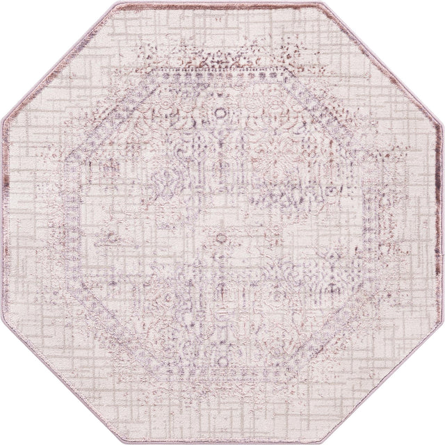 Violet 4' x 4' Aberdeen Octagon Area Rug 60% Polypropylene & 40% Polyester Living Dining Office Room Carpet for Sale at Rug Engine