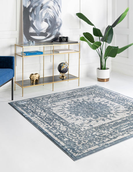 Light Blue 5' 3 x 5' 3 Aberdeen Square Area Rug 60% Polypropylene & 40% Polyester Living Dining Office Room Carpet for Sale at Rug Engine