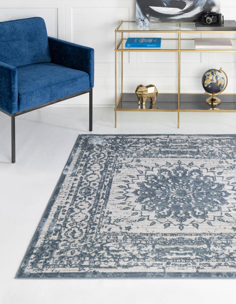 Light Blue 5' 3 x 5' 3 Aberdeen Square Area Rug 60% Polypropylene & 40% Polyester Living Dining Office Room Carpet for Sale at Rug Engine