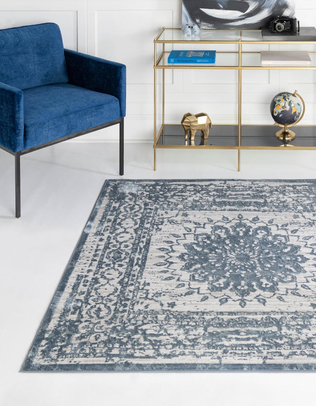 Light Blue 5' 3 x 5' 3 Aberdeen Square Area Rug 60% Polypropylene & 40% Polyester Living Dining Office Room Carpet for Sale at Rug Engine