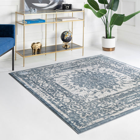 Light Blue 5' 3 x 5' 3 Aberdeen Square Area Rug 60% Polypropylene & 40% Polyester Living Dining Office Room Carpet for Sale at Rug Engine