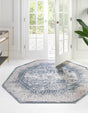 Blue 5' 3 x 5' 3 Aberdeen Octagon Area Rug 60% Polypropylene & 40% Polyester Living Dining Office Room Carpet for Sale at Rug Engine