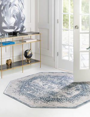 Blue 4' x 4' Aberdeen Octagon Area Rug 60% Polypropylene & 40% Polyester Living Dining Office Room Carpet for Sale at Rug Engine