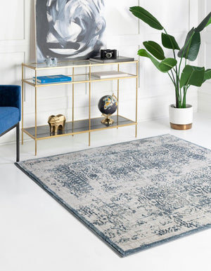 Blue 5' 3 x 5' 3 Aberdeen Square Area Rug 60% Polypropylene & 40% Polyester Living Dining Office Room Carpet for Sale at Rug Engine