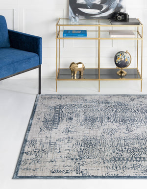 Blue 5' 3 x 5' 3 Aberdeen Square Area Rug 60% Polypropylene & 40% Polyester Living Dining Office Room Carpet for Sale at Rug Engine